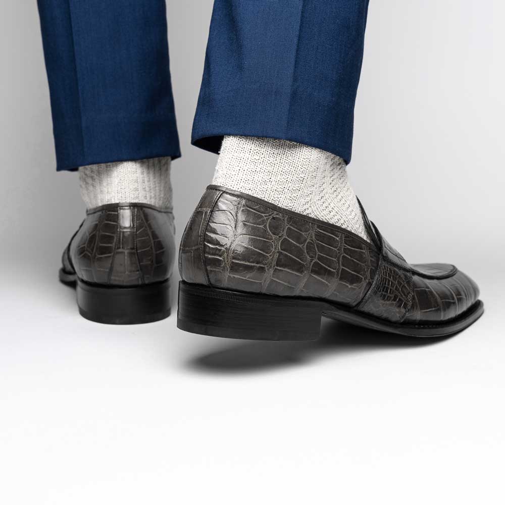 Caporicci 1208 Alligator Loafers Gray Size 8.5