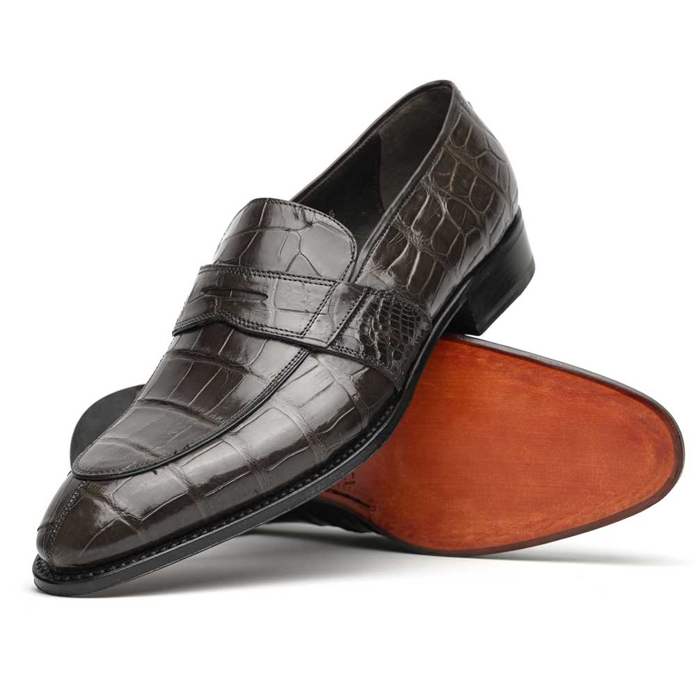 Caporicci 1208 Alligator Loafers Gray Size 8.5