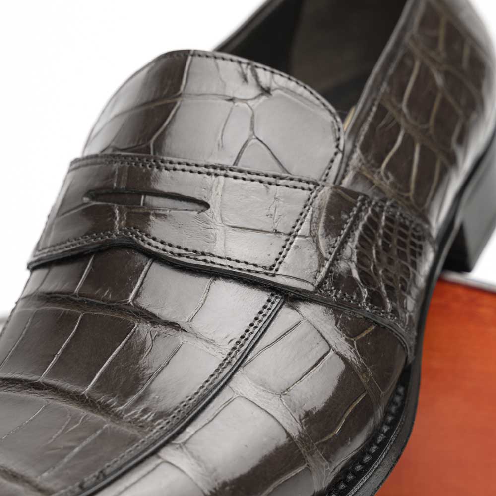 Caporicci 1208 Alligator Loafers Gray Size 8.5