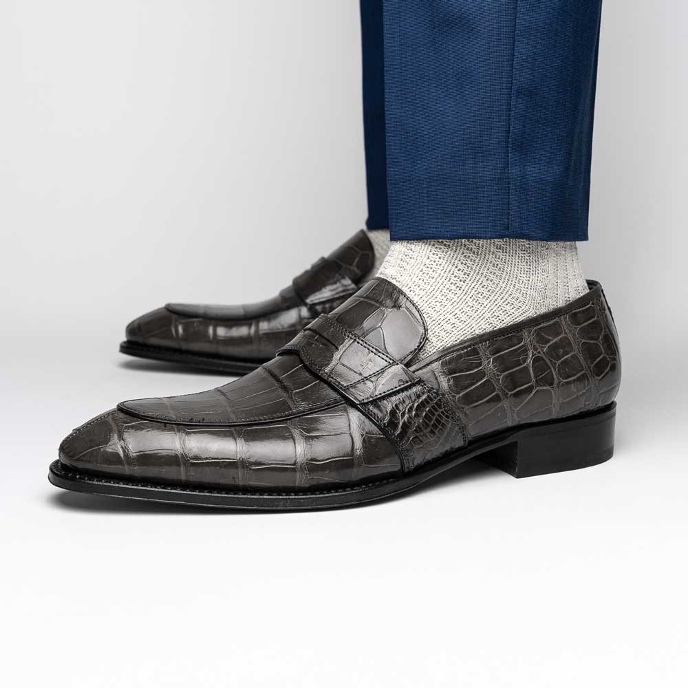 Caporicci 1208 Alligator Loafers Gray Size 8.5