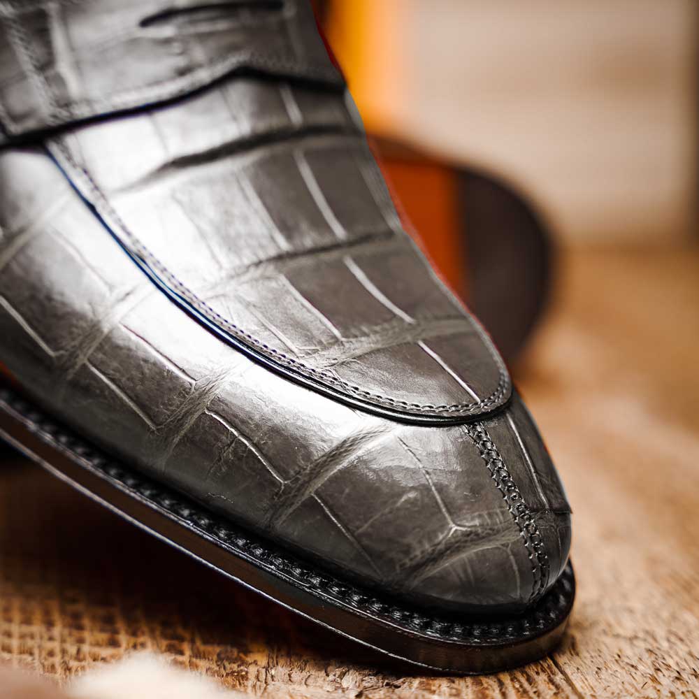 Caporicci 1208 Alligator Loafers Gray Size 8.5