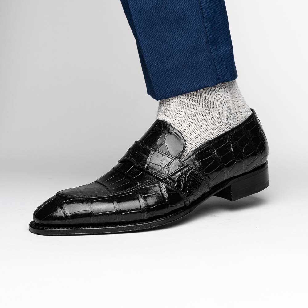 Caporicci 1208 Alligator Loafers Black Size 7.5
