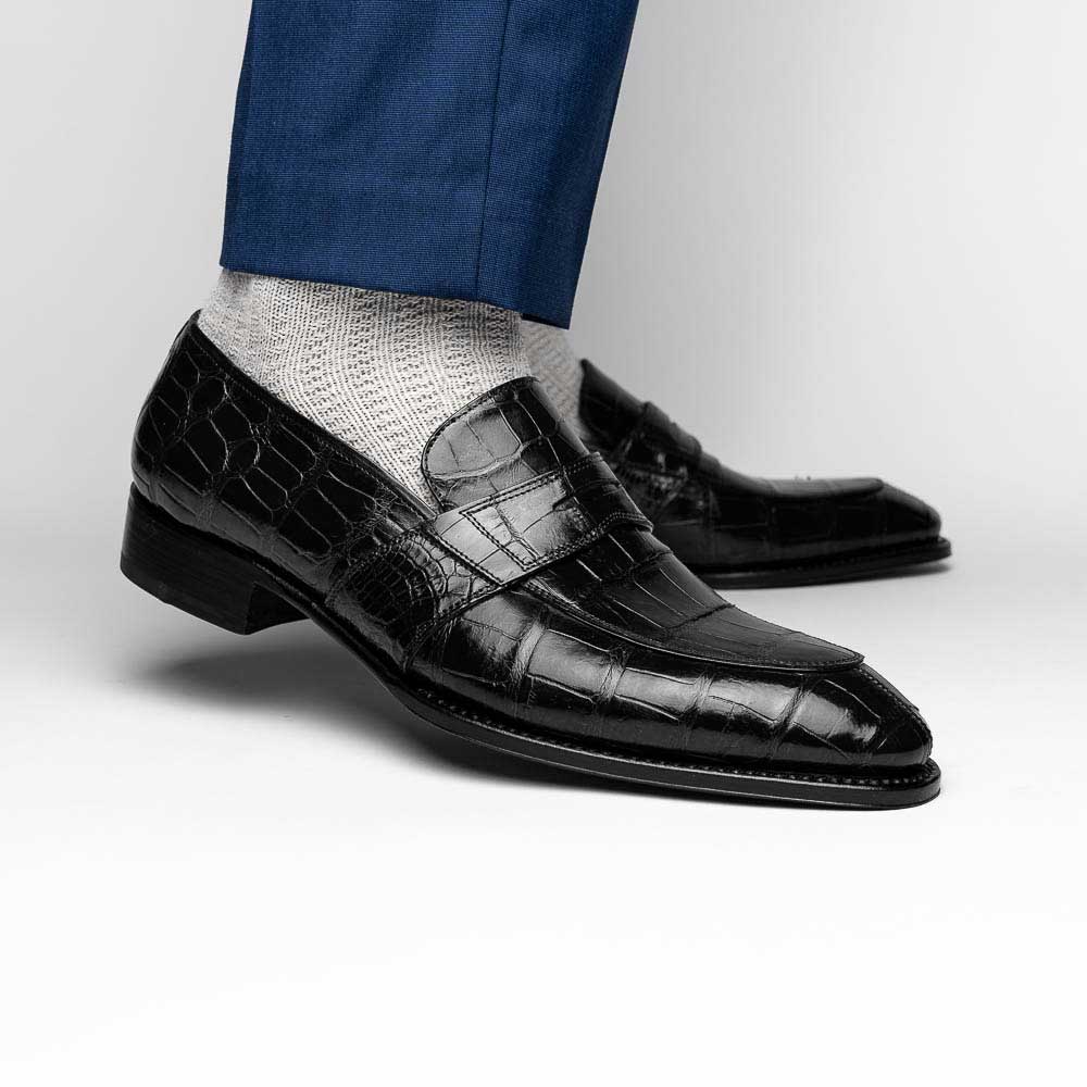 Caporicci 1208 Alligator Loafers Black Size 7.5