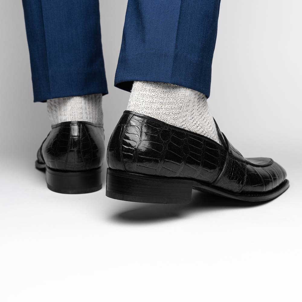Caporicci 1208 Alligator Loafers Black Size 7.5