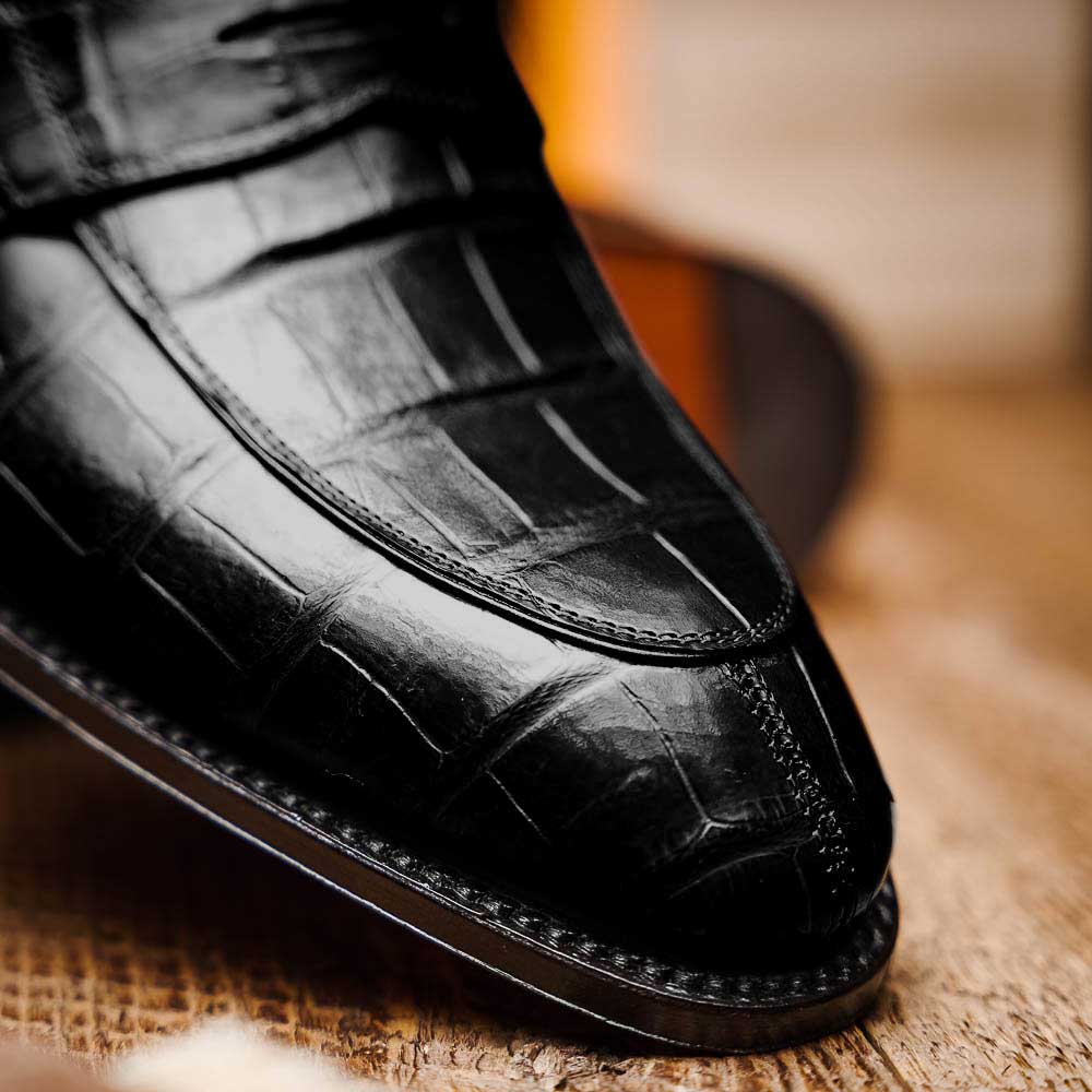Caporicci 1208 Alligator Loafers Black Size 7.5