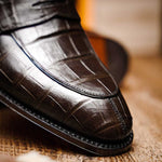 Caporicci 1208 Alligator Penny Loafers Brown