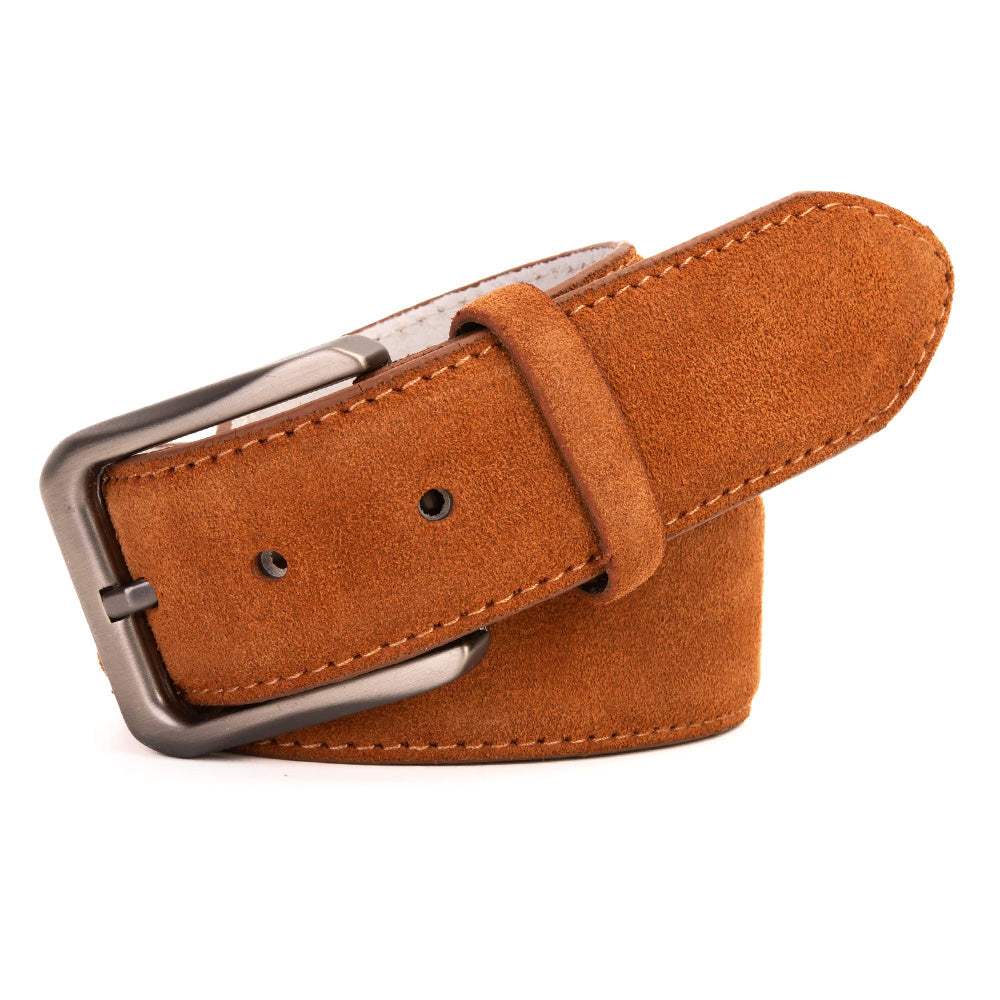 Vinci Leather The Bari Tan Suede Leather Belt