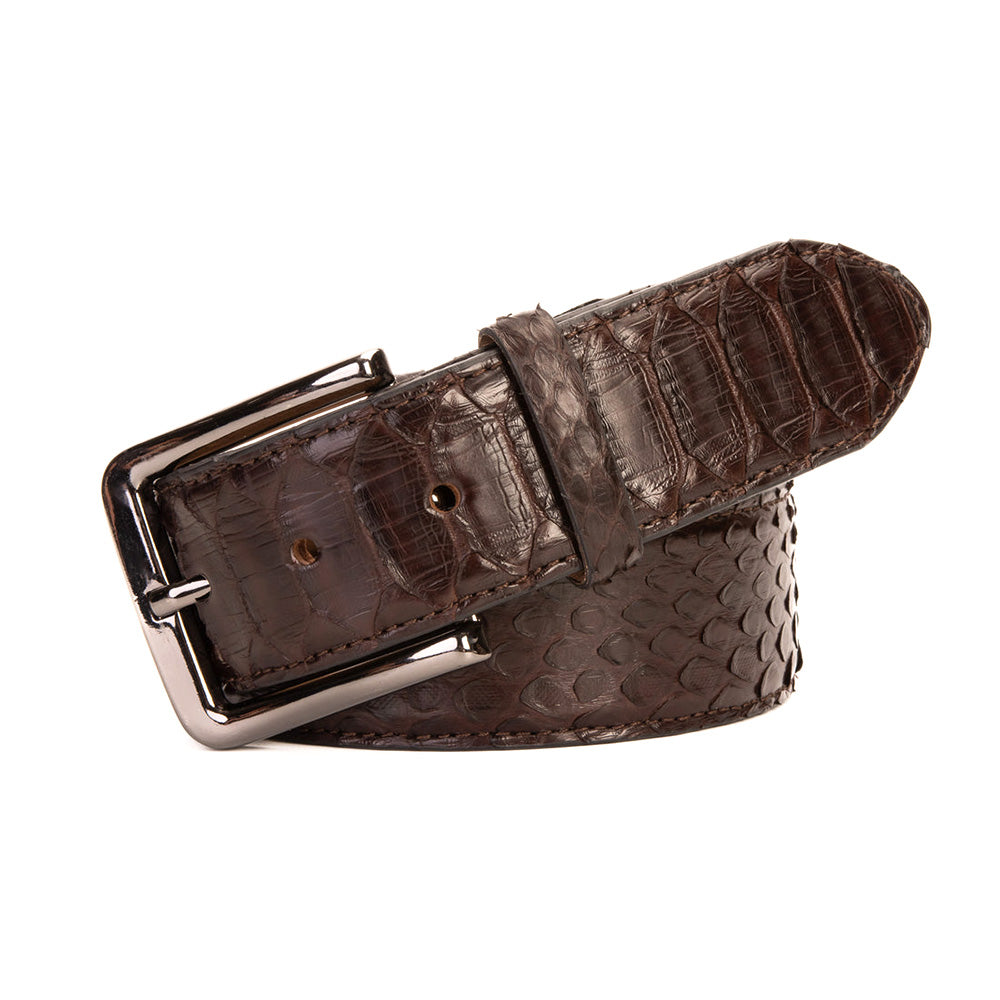 Vinci Leather The Boss Brown Python Snake Leather Belt