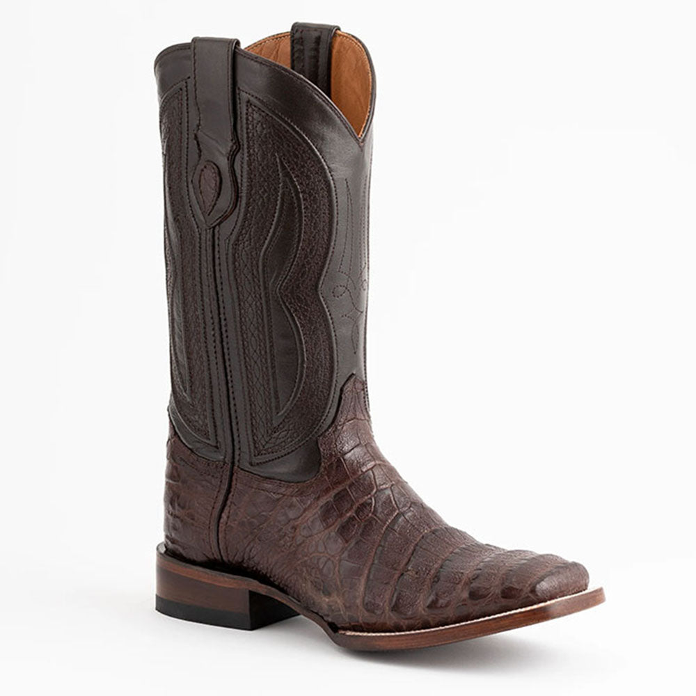 Ferrini Dakota 12493-09 Caiman Belly Square Toe Cowboy Boots Chocolate
