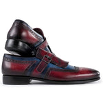 Paul Parkman Men's Kiltie Monkstrap Shoes Blue & Burgundy