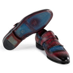 Paul Parkman Men's Kiltie Monkstrap Shoes Blue & Burgundy