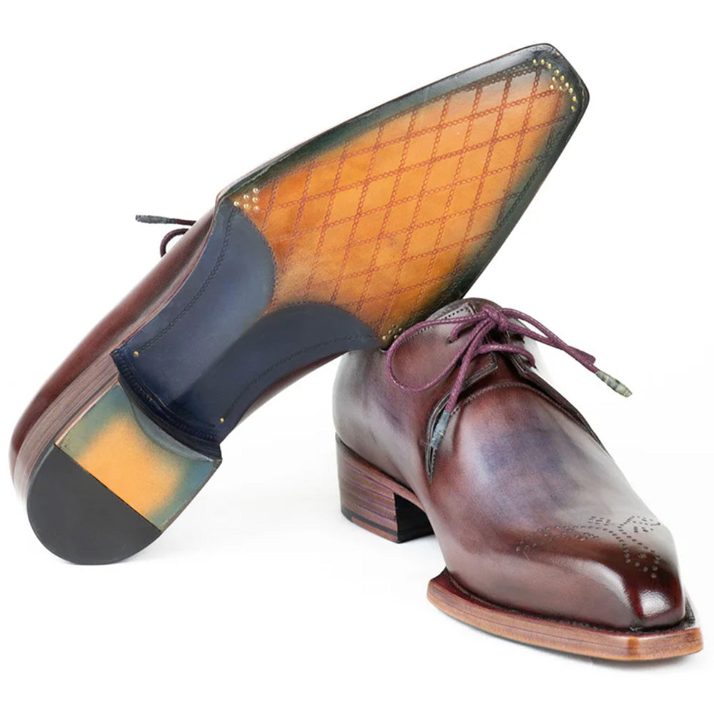 Paul Parkman Goodyear Welted Derby Shoes Ice Blue & Bordeaux