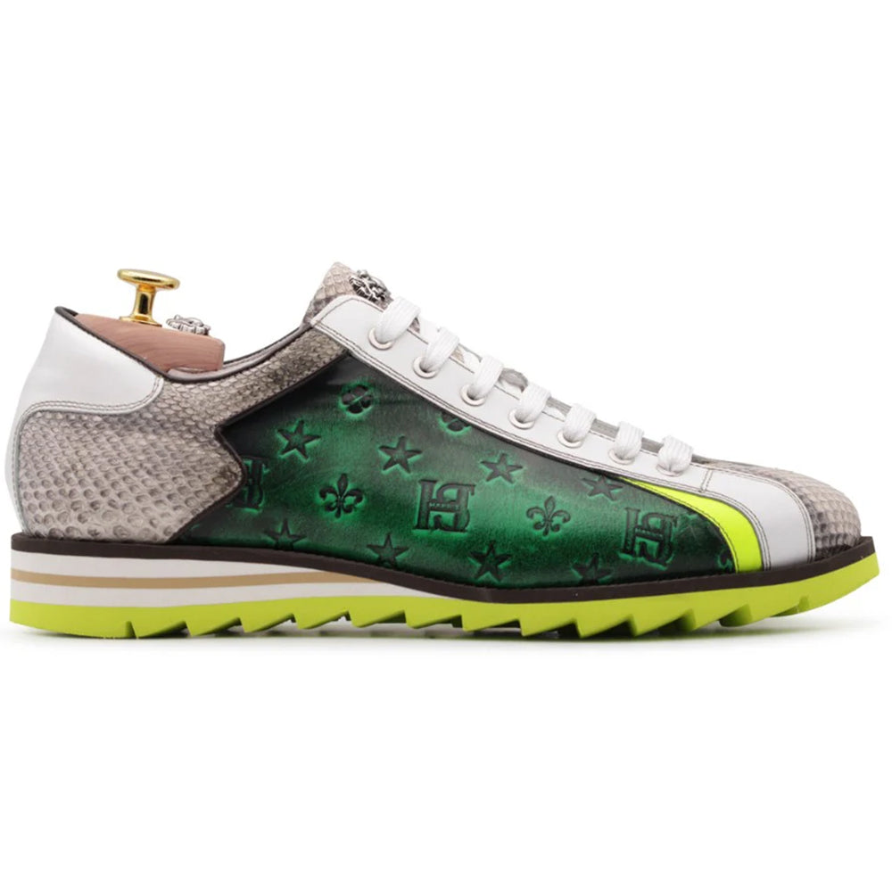 Harris Firenze 1913 Monogram Printed Leather Sneakers Green