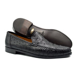 Zelli Struzzo Genuine Ostrich Quill Slip-On Black
