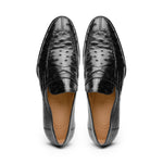 Zelli Roma Ostrich Quill Penny Loafers Black (13-500-BLK)
