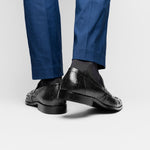 Zelli Roma Ostrich Quill Penny Loafers Black (13-500-BLK)