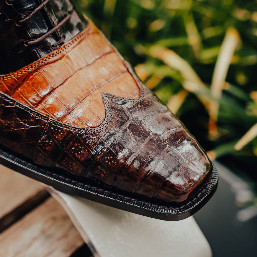 Mezlan Dade Crocodile Wingtip Spectator Shoes Brown / Camel