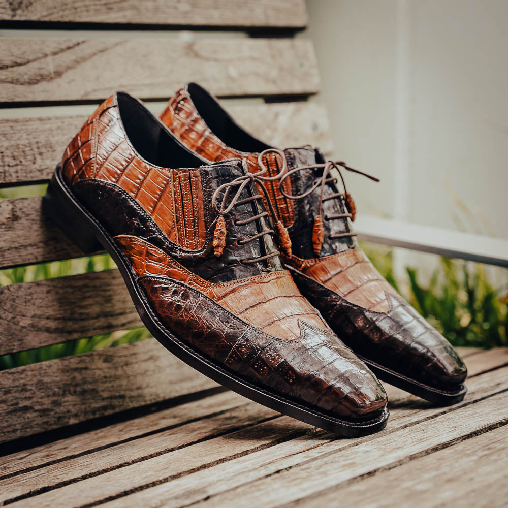 Mezlan Dade Crocodile Wingtip Spectator Shoes Brown / Camel (EXCLUSIVE) 
