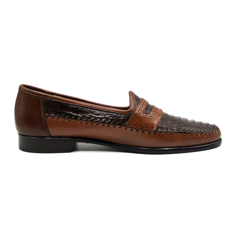 Zelli Milano Ostrich Leg / Nappa Slip-On Brown