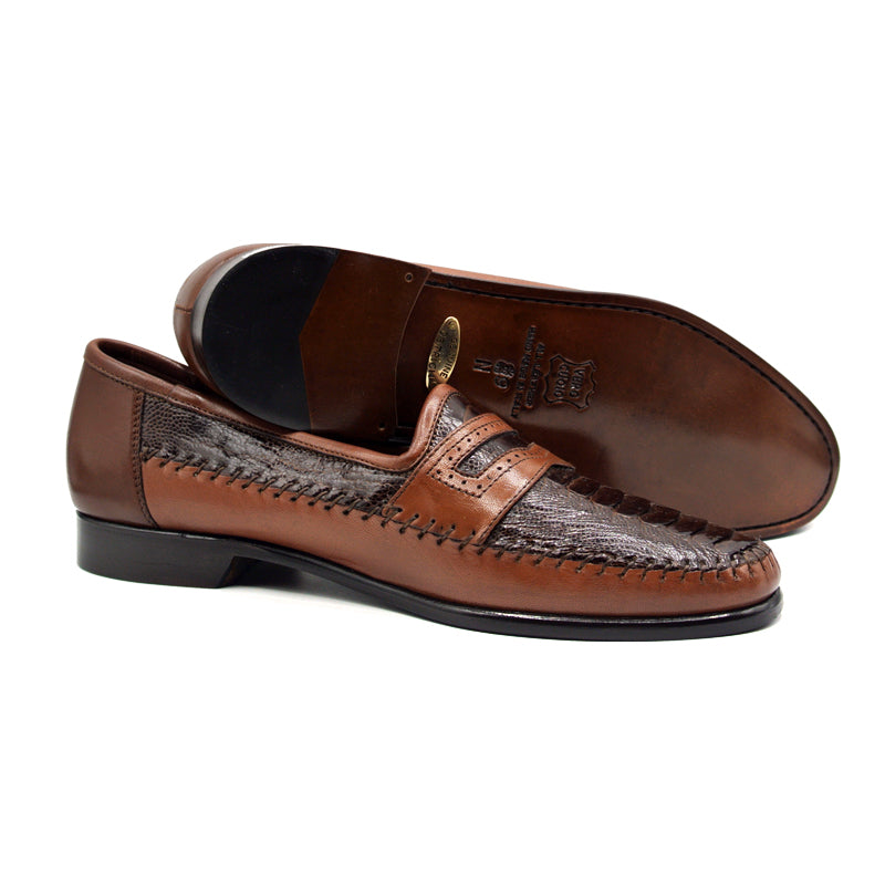 Zelli Milano Ostrich Leg / Nappa Slip-On Brown
