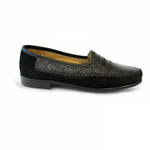 Zelli Suede & Ostrich Leg Loafers Dark Brown/Black