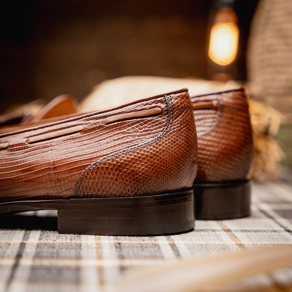 Zelli Franco Lizard Tassel Loafers Cognac (14-580-CGN)