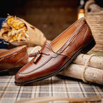Zelli Franco Lizard Tassel Loafers Cognac (14-580-CGN)