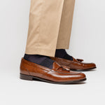Zelli Franco Lizard Tassel Loafers Cognac (14-580-CGN)