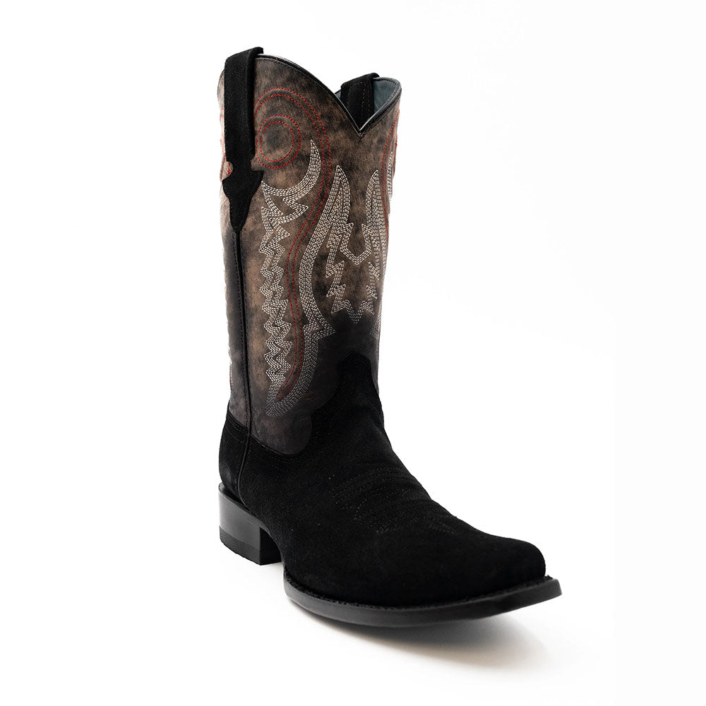 Ferrini Roughrider 14371-04 Leather Narrow Square Toe Cowboy Boots Black