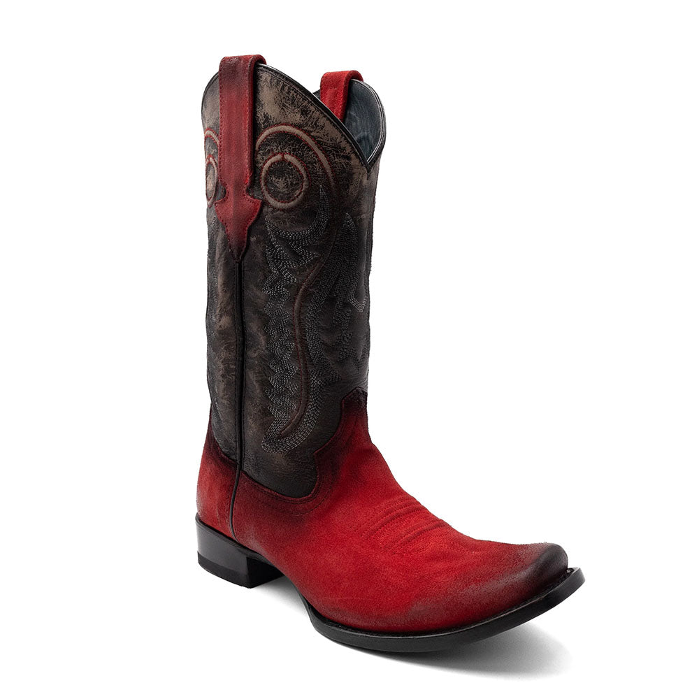 Ferrini Roughrider 14371-22 Leather Narrow Square Toe Cowboy Boots Red