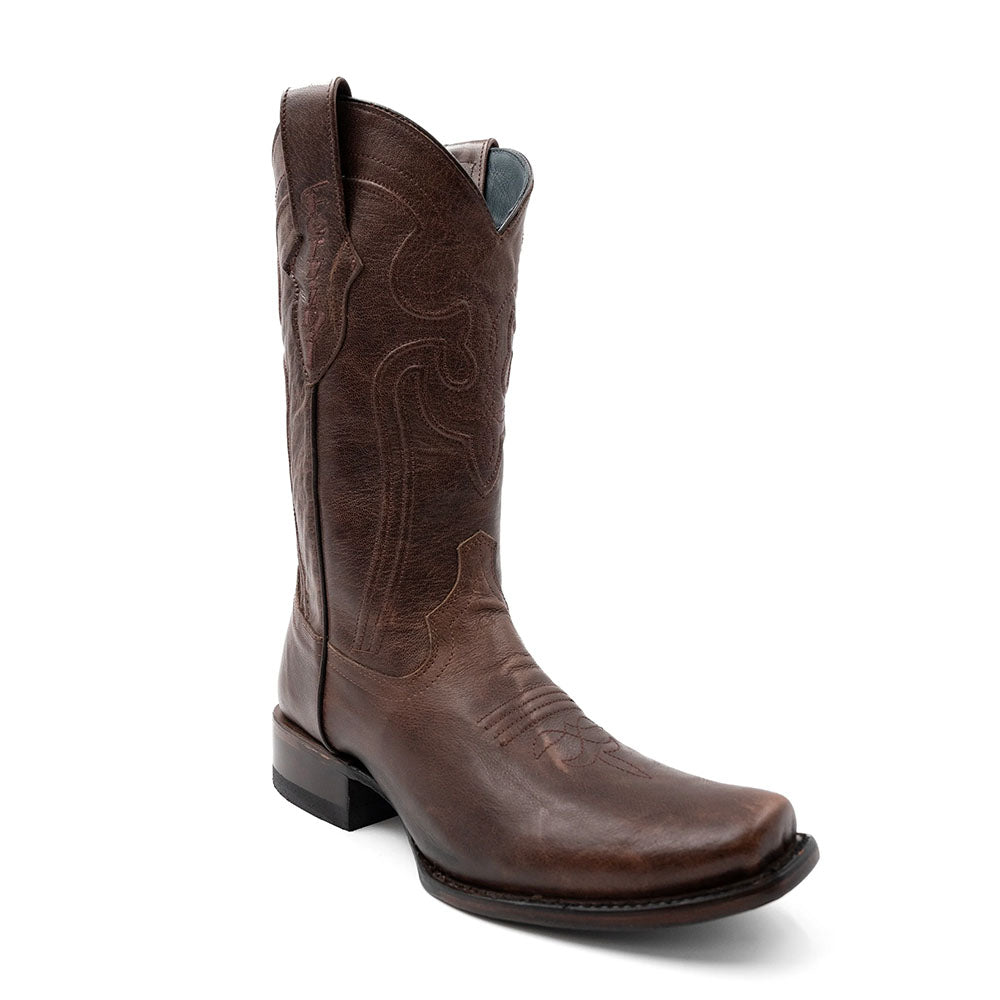 Ferrini Wyatt 14671-09 Leather Narrow Square Toe Cowboy Boots Chocolate