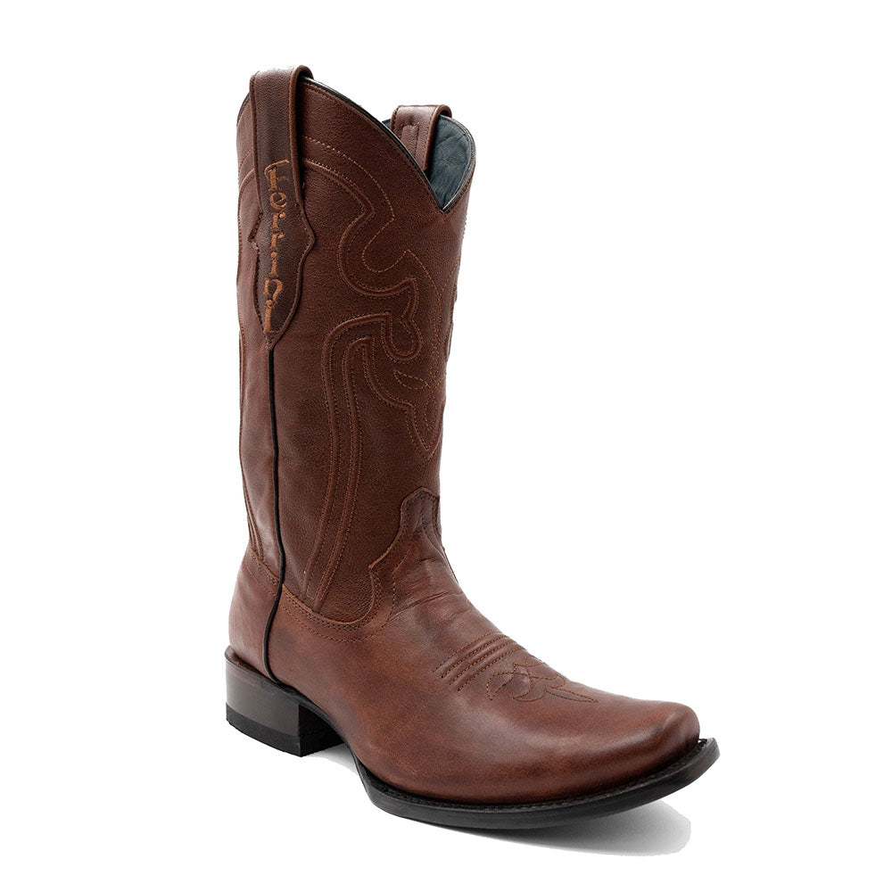 Ferrini Wyatt 14671-55 Leather Narrow Square Toe Cowboy Boots Brandy
