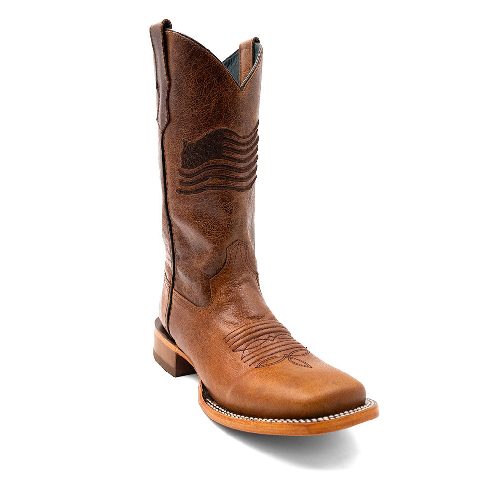Ferrini Patriot 14693-29 Leather Square Toe Cowboy Boots Honey