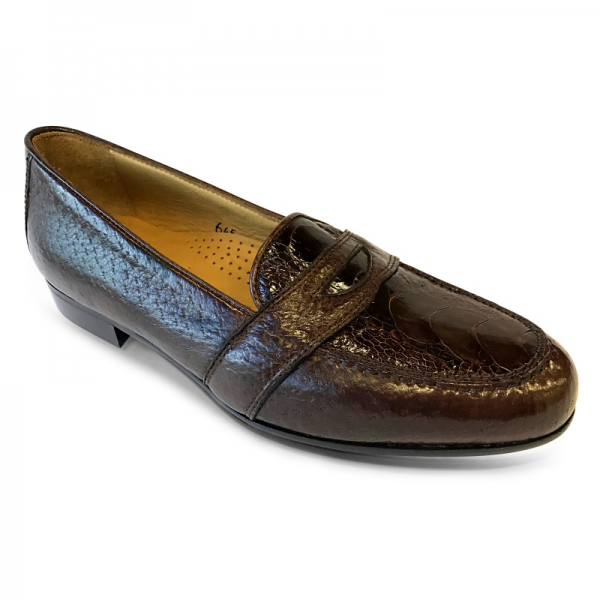 Zelli Perone Ostrich & Peccary Slip-On Brown