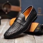 Moreschi Agadir Woven Slip-on Loafers Black
