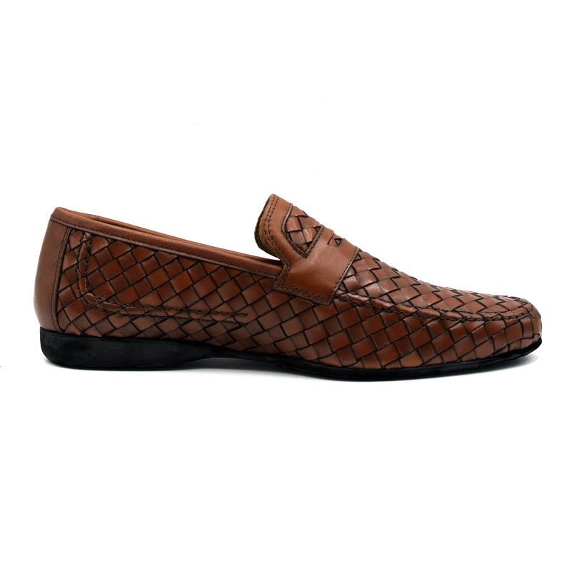 Zelli Domenico Woven Penny Loafers Brown