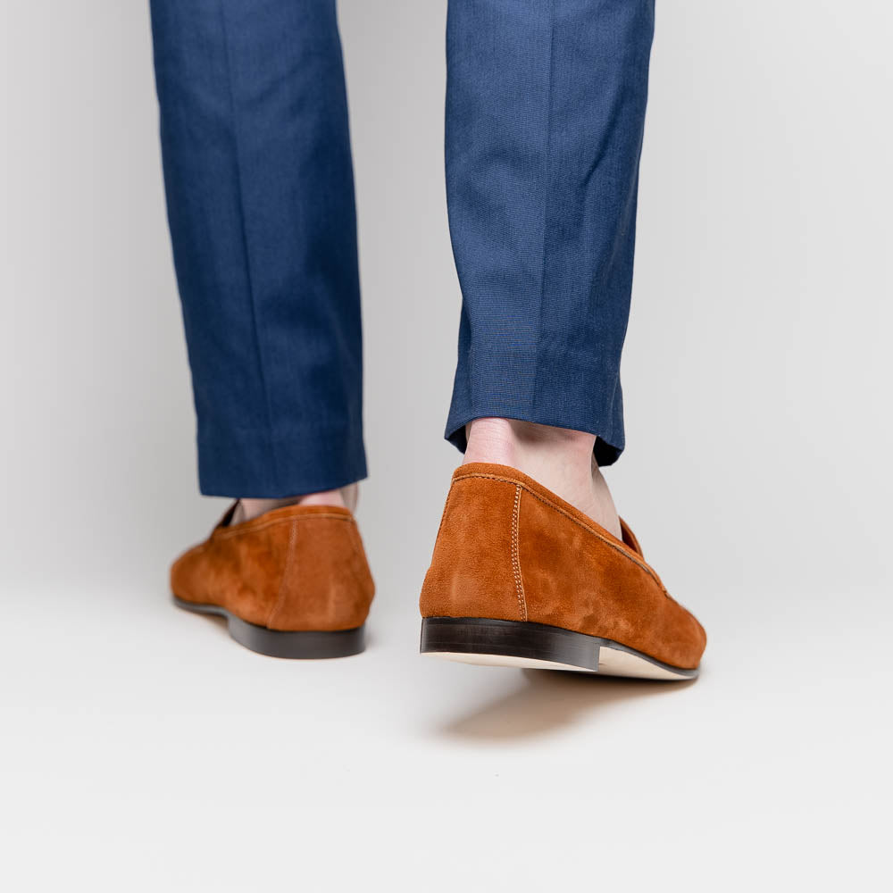 Zelli Tasca Suede Penny Loafers Cognac (16-100-CGN)