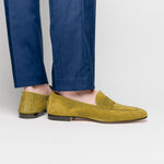 Zelli Tasca Suede Penny Loafers Mustard (16-100-MUS)