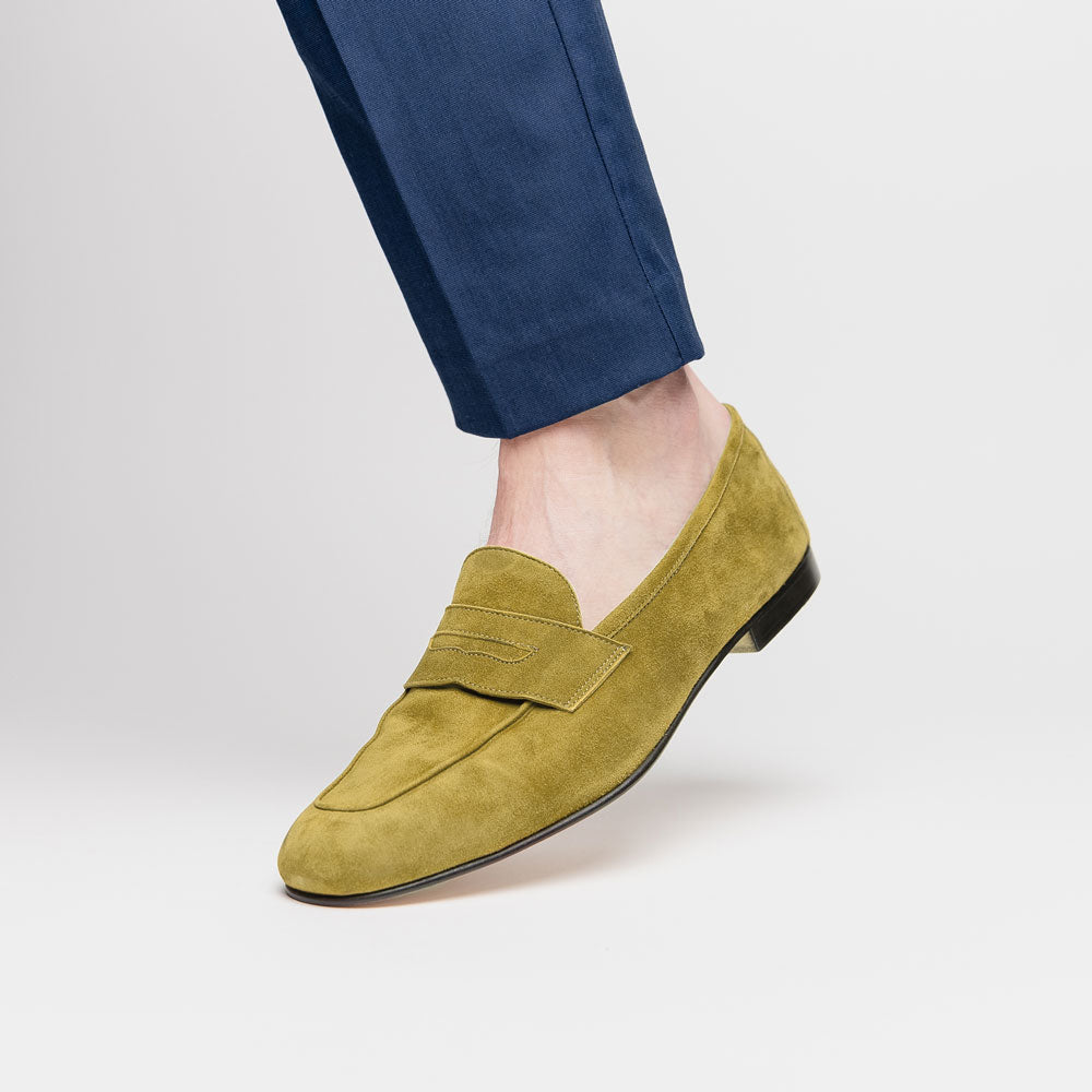 Zelli Tasca Suede Penny Loafers Mustard (16-100-MUS)