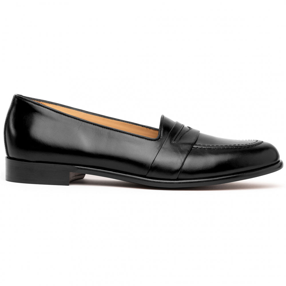 Zelli Savannah Calfskin Penny Loafers Black