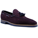 Zelli Carmen Sueded Goatskin & Crocodile Tassel Loafer Bordeaux