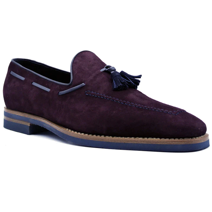 Zelli Carmen Sueded Goatskin & Crocodile Tassel Loafer Bordeaux