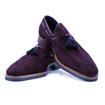 Zelli Carmen Sueded Goatskin & Crocodile Tassel Loafer Bordeaux (16-628-BDX)