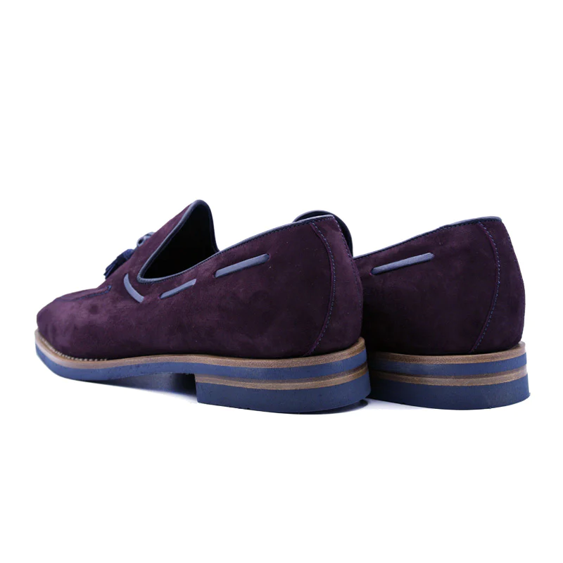 Zelli Carmen Sueded Goatskin & Crocodile Tassel Loafer Bordeaux (16-628-BDX)