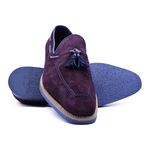 Zelli Carmen Sueded Goatskin & Crocodile Tassel Loafer Bordeaux (16-628-BDX)