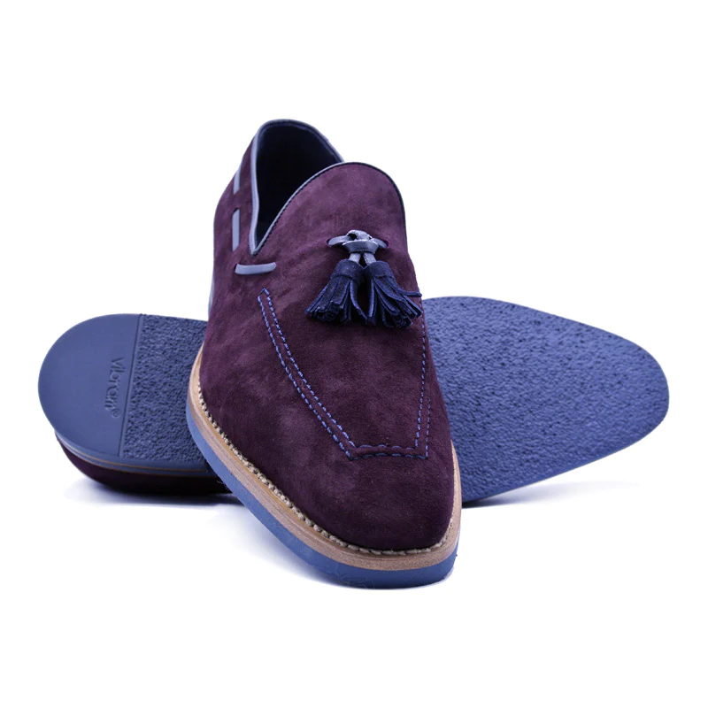 Zelli Carmen Sueded Goatskin & Crocodile Tassel Loafer Bordeaux (16-628-BDX)