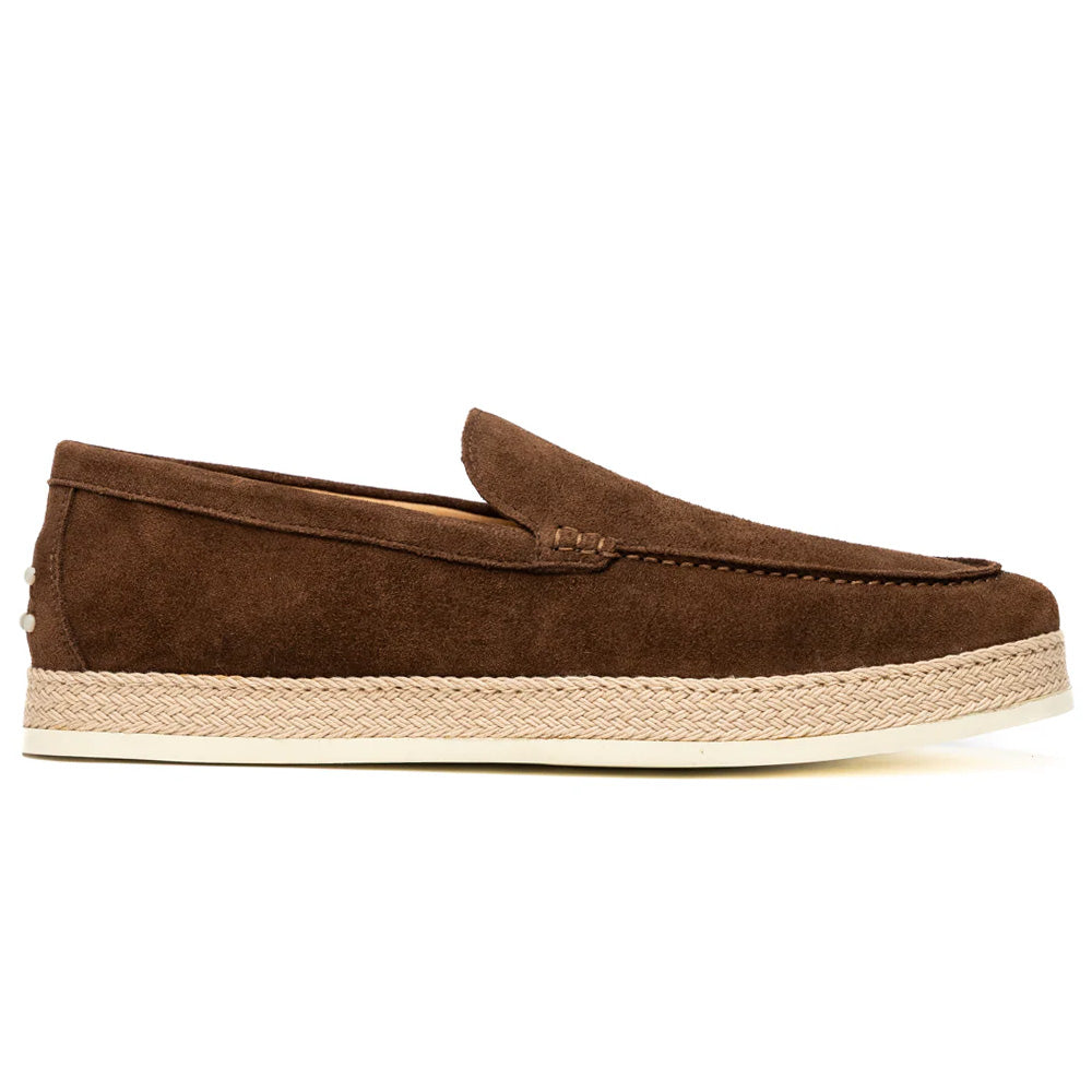 Zelli Amato Suede Espadrille Loafer Dark Brown