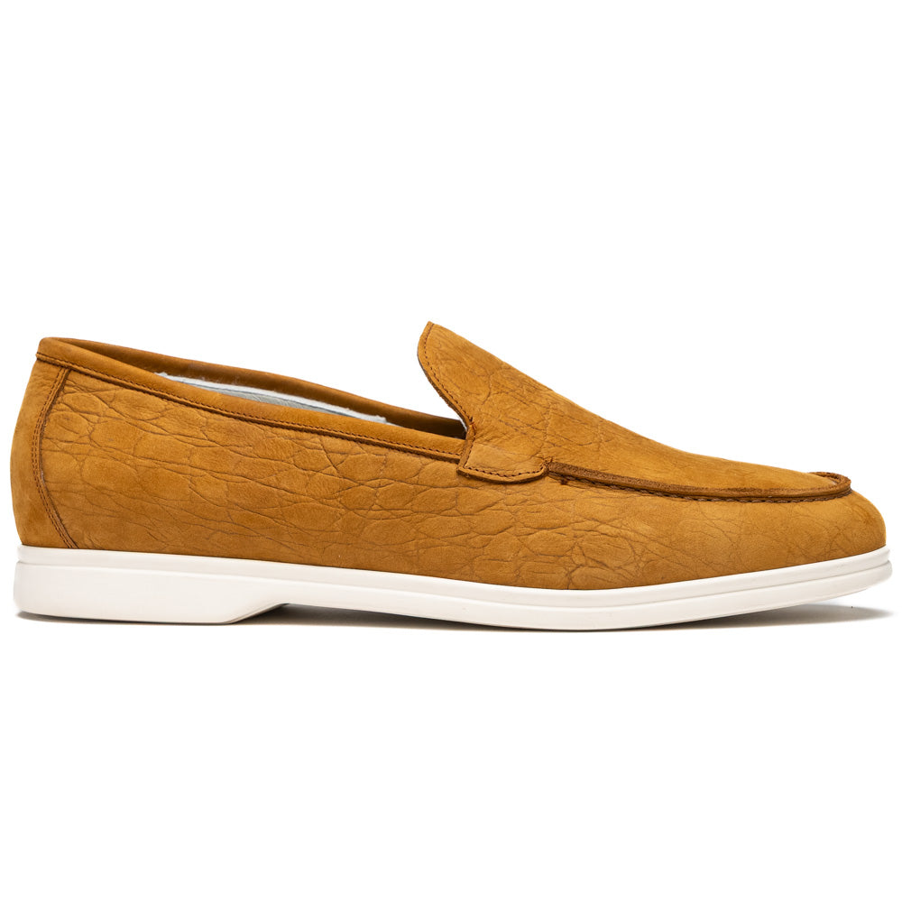 Zelli Livorno Stampata Crocodile Embossed Nubuck Loafer Cognac