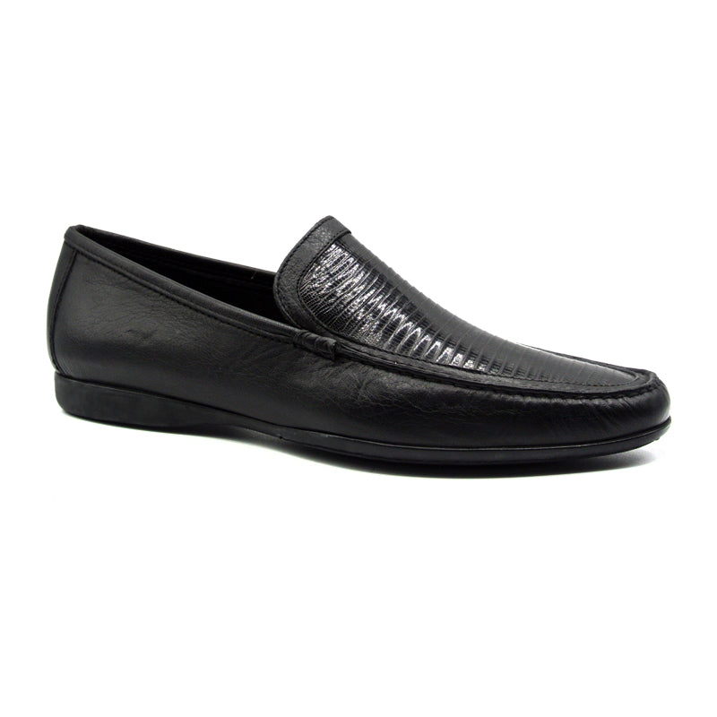 Zelli Trento Lizard & Calfskin Loafers Black