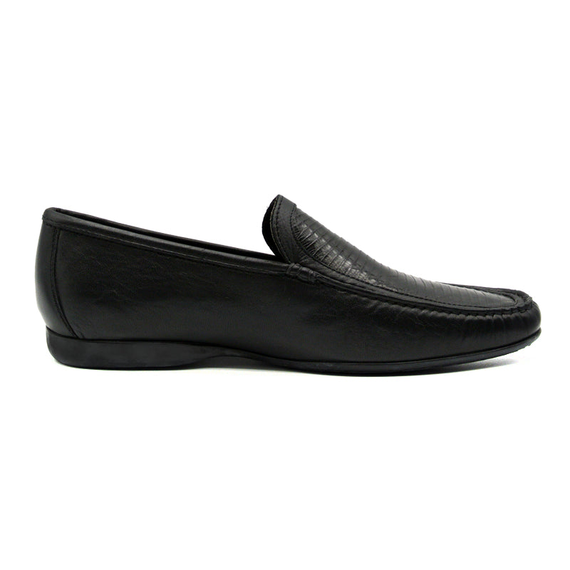 Zelli Trento Lizard & Calfskin Loafers Black
